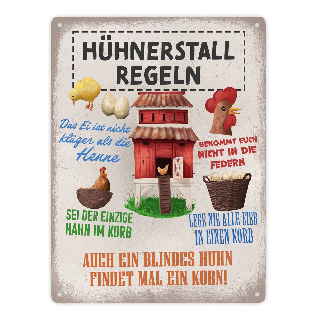2 Hühnerstall-Schilder Aus Aluminium – 30,5x30,5 Cm & 27,9x30,5 Cm, Mit Kabelbindern & Schrauben