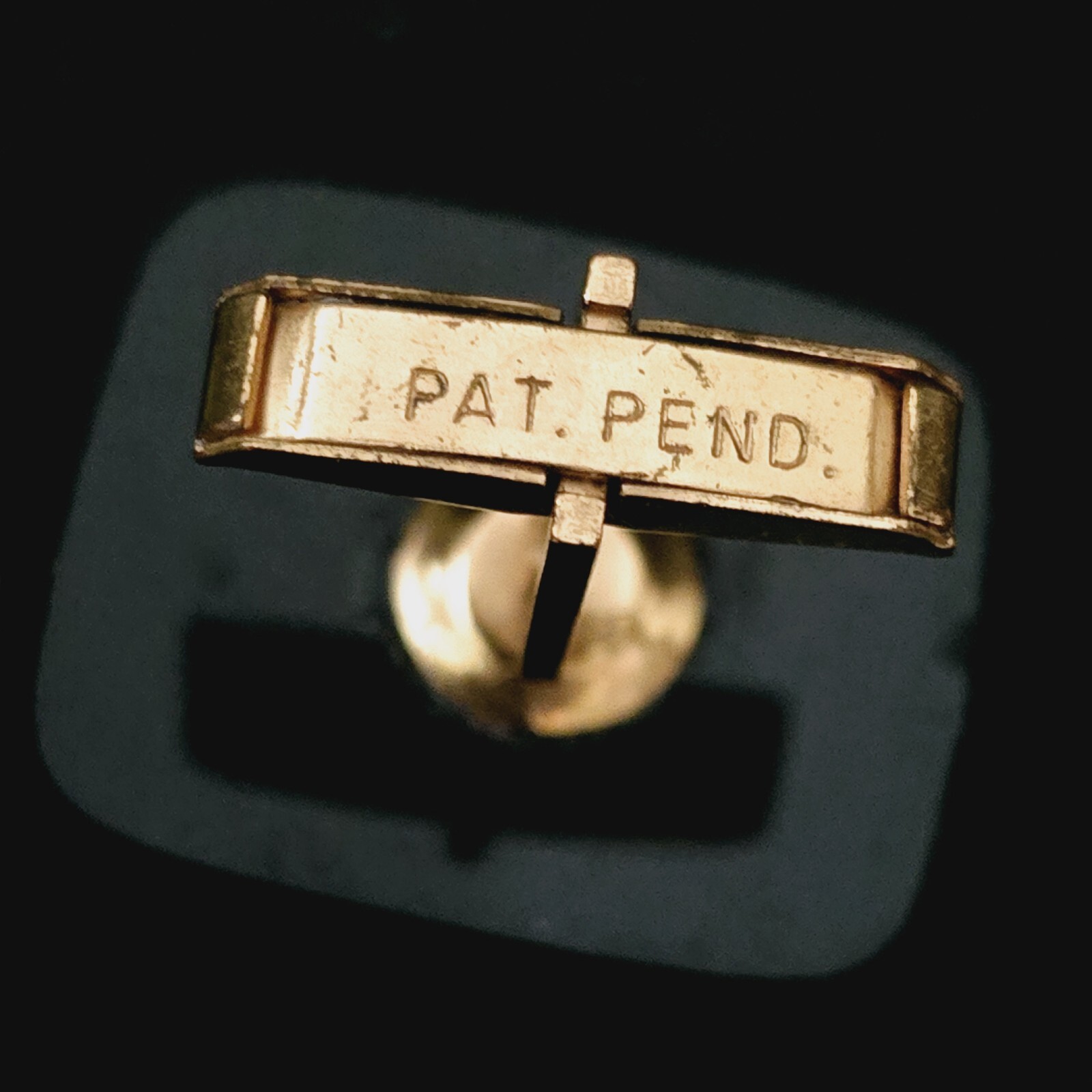 Vintage Rectangular Black Plastic Cufflinks With … - image 7