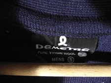 Men  s Vintage Wool Demetre Ski Sweater Size S blue w/ geometry