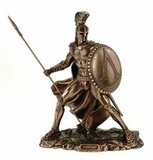 Veronese Leonidas mit Schild und Speer 19 cm Figur Feldherr Spartaner bronziert