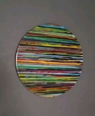 Epoxy Drip Resin Art  On Wooden 23  Round Handmade One -Of -A Kind  