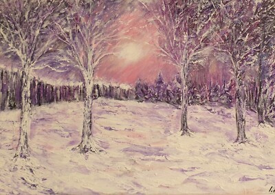 Verschneiter Winterabend, Originalgemälde von Irina Astley, signiert