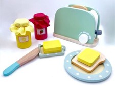 Interactive Wood Wooden Toaster Jam Butter Breakfast Playset Pretend Role Play