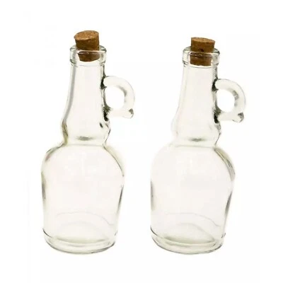 ALPINA 2pc Oil and Vinegar Cruet Set 250ml Cork Lid Glass Bottle with Handle Dispenser