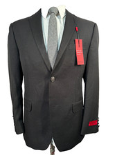 NEW ALFANI RED Mens Black SLIM FIT 2 Button Sport Coat Blazer Jacket 40S