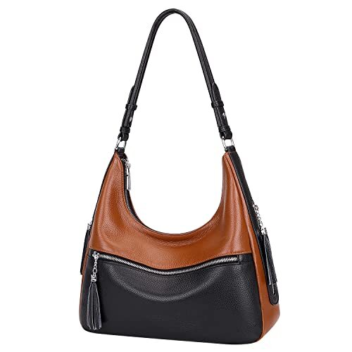 Genuine Leather Hobo Bags for Women Medium Soft Leather Purses Brown