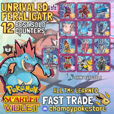 UNRIVALED FERALIGATR TERA RAID BEST SOLO COUNTERS   6IV SHINY   SCARLET VIOLET  