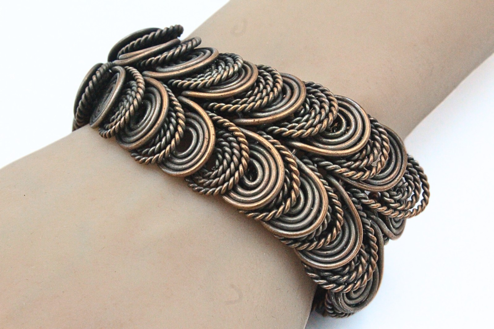 Rustic Studio Artisan Snail Wire Copper Articulat… - image 1