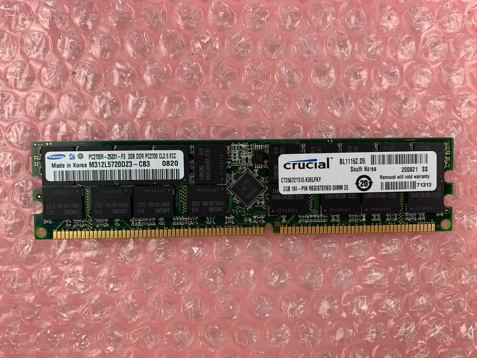 SAMSUNG 2GB PC DDR1 PC2700R CL2.5 2700R DDR1-333MHZ 333 184PIN ECC-REG RDIMM   - Image 2 of 4