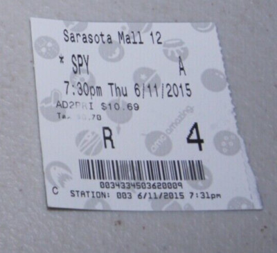 Spy Melissa McCarthy Jude Law Paul Feig Action Comedy Movie Theater Ticket 2015