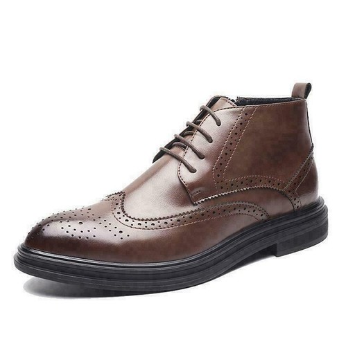 Mens Brogue Casual Ankle Boots Wing Tip 