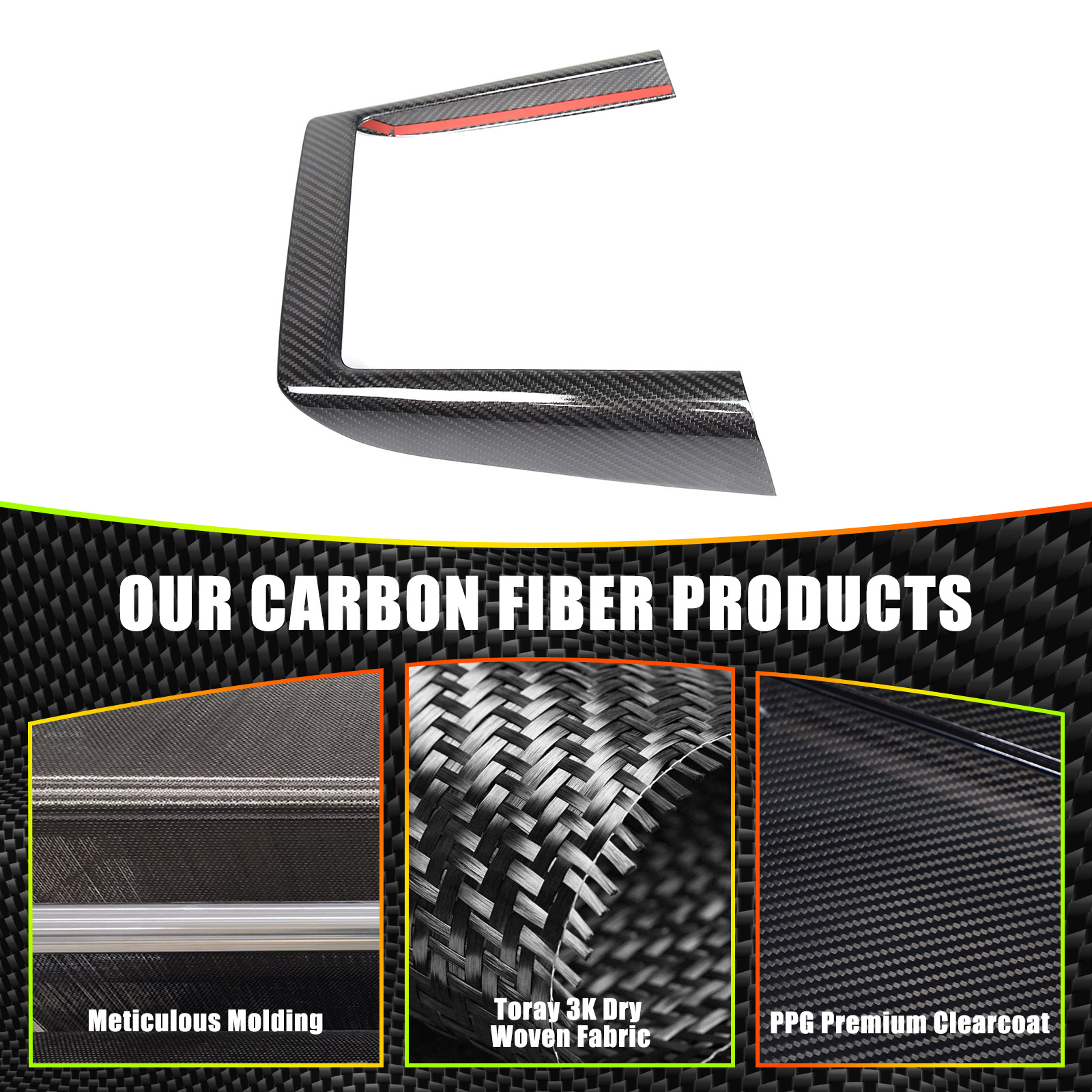 Real Carbon Center Console Wireless Charger Frame Trim For Tesla Model 3 2023+