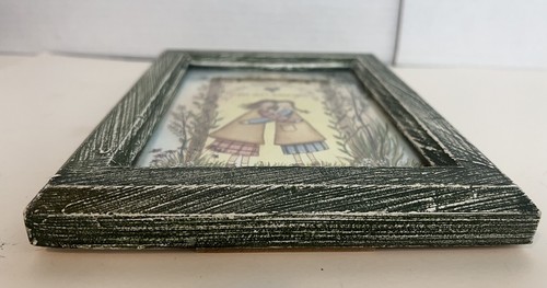 5x7 Green Painted Wood Wooden White Speckled L Spivey Friend Art Picture Frame - Picture 9 of 12