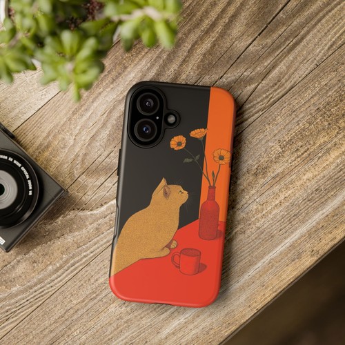 Cat on Red Table Artwork - Phone Ink Cover Case for iPhone, Galaxy, Pixel - 第 21/271 張圖片