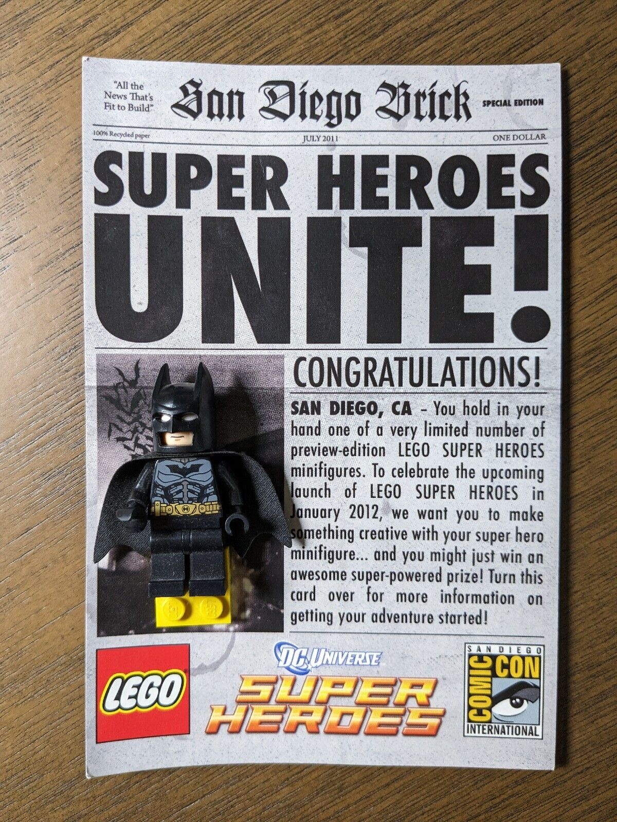 2011 SDCC Exclusive LEGO Batman Mini Figure San Diego Comic Con VERY RARE