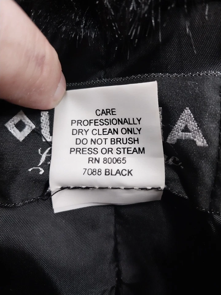 Abrigo de piel sintética Olympia de colección para mujer pequeño negro visón sintético elegante discoteca clásico  Foto 3 de 4