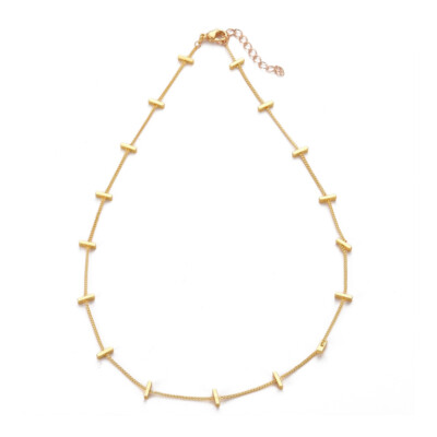 Twisted Necklace Rectangle Stainless Steel Lobster Gold 18'' Z529