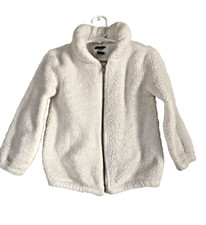 Old Navy Girls White Sherpa Ivory Jacket with Zipper Collar Warm -Size 4 toddler