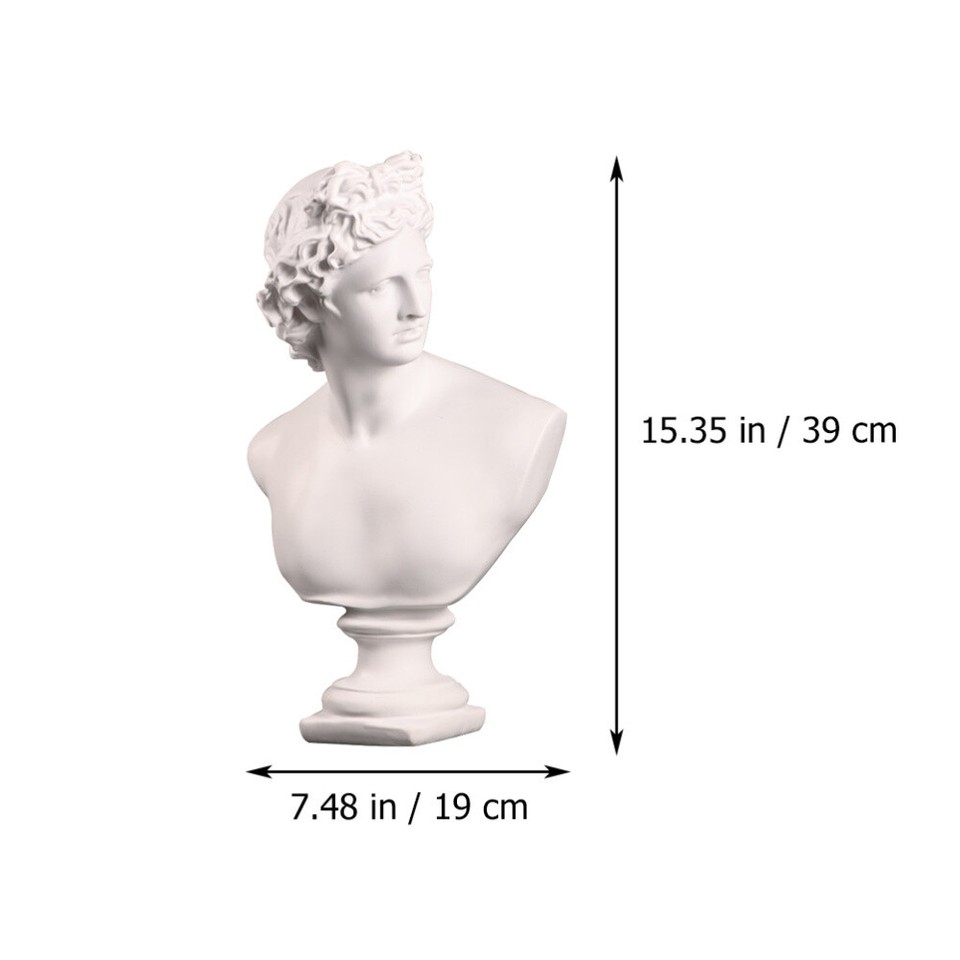 Vintage Greek Men Sculpture Roman God Bust Head Statue Roman David