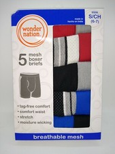 Wonder Nation 5 PC's Pack Boys Mesh Boxers Briefs, S  6-7 Assorted Colors