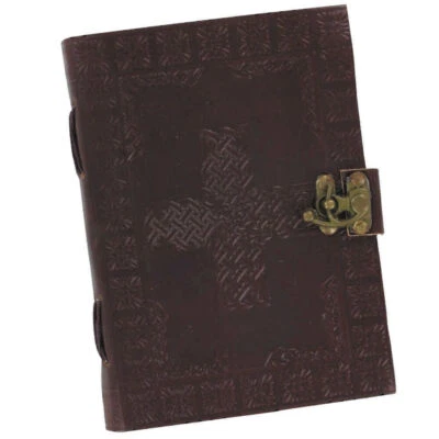 ARMORY REPLICAS Handmade Knotted Weave Celtic Cross Leather Blank Journal -Unique Artistic Diary
