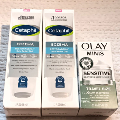 Cetaphil Eczema Restoraderm Itch Relief Gel 2 oz Olay Sensitive 0.5 oz 3-5/2025