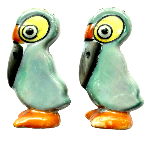 JUEGO DE SAL Y PIMIENTA PELLICAN BIRD VINTAGE PINTADO A MANO LUSTERWEAR HECHO EN JAPÓN - Imagen 2 de 5