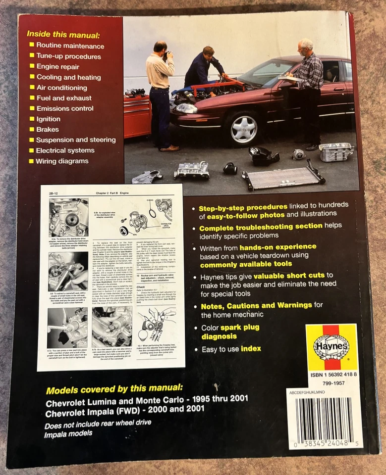 Haynes Repair Manual Chevrolet Lumina Monte Carlo Impala 1995-2005 (24048) Good - Image 2 of 4