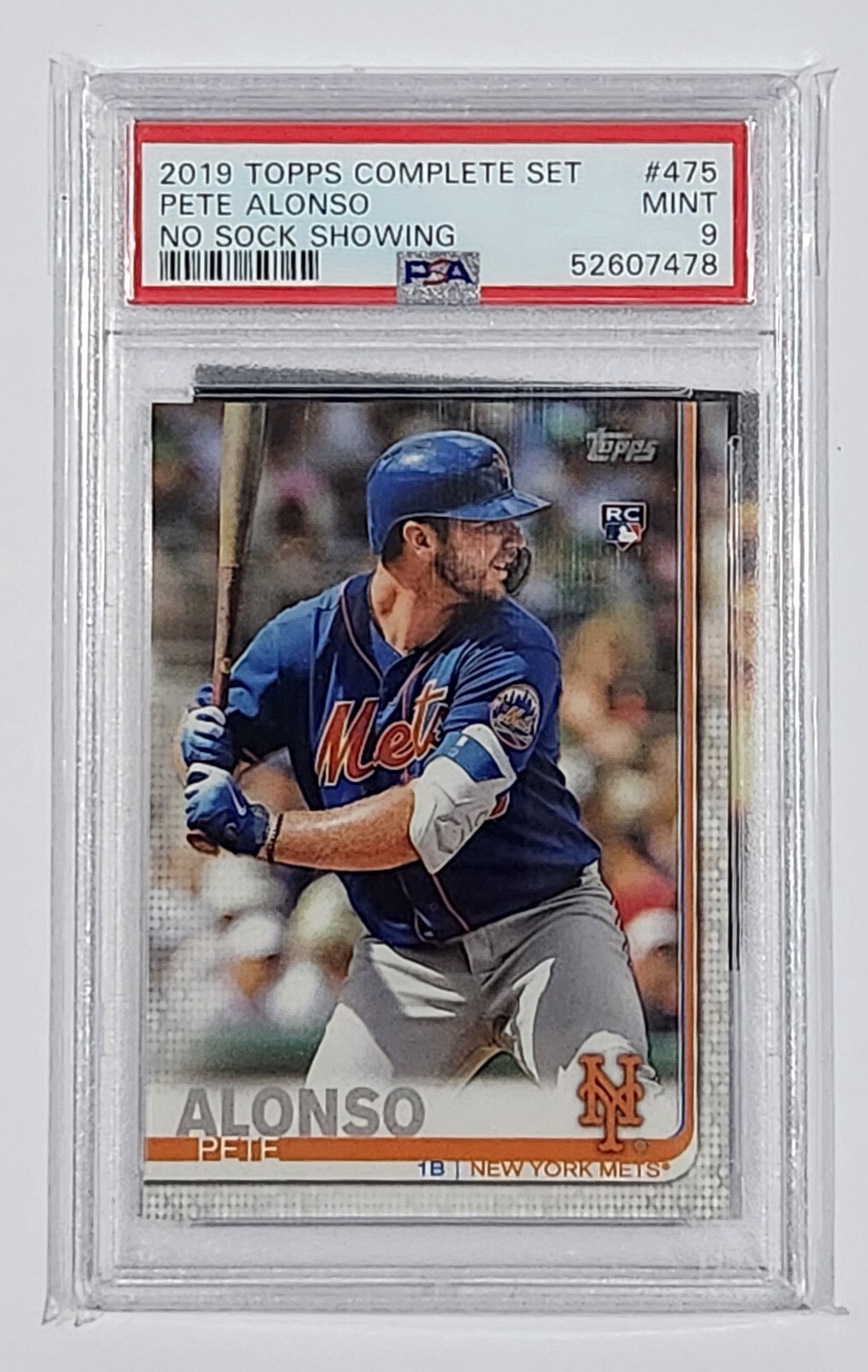 2019 Topps Complete Set PETE ALONSO RC ROOKIE #475 NO SOCK SHOWING Graded PSA 9 view 1