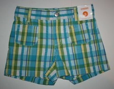 New Gymboree Girls 5 yr Shorts PSeersucker Blue Green Yellow Plaid Pockets