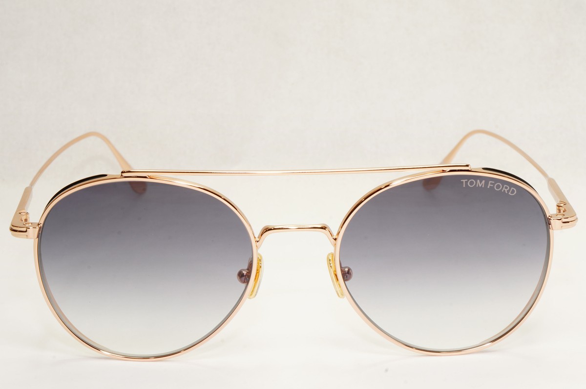 Tom Ford Sunglasses Declan Gold Round Metal Grey Gradient FT0826