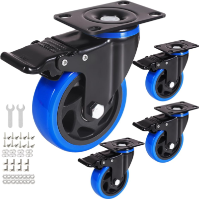 5 Inch Casters Set Of 4, Heavy Duty Casters With Brake