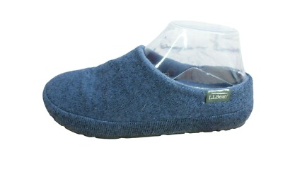 LL Bean Women’s Size Blue Knit Sweater Fleece Slippers Slip-On Scuff 