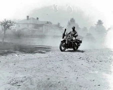 US Soldier on his Harley Davidson Motorcycle 8"x 10" World War II WW2 Photo 617