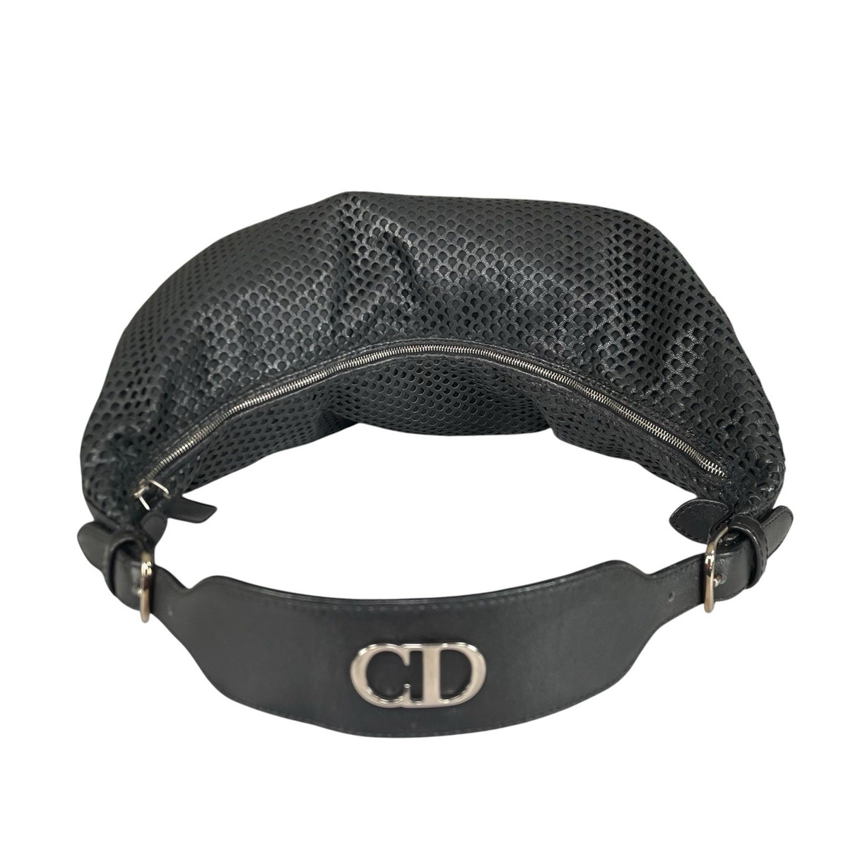 Christian Dior Y2K Perforated Leather Black CD Logo Shoulder Hobo