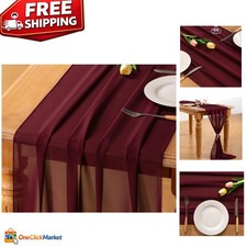 Elegant Burgundy Chiffon Table Runner 29x120" - Perfect for Weddings Events