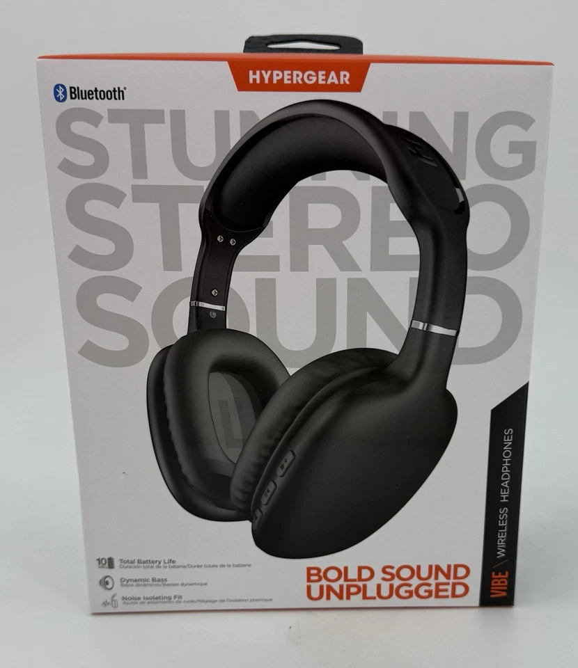 HyperGear “Vibe” Over-Ear Wireless Headphones Black Padded Ear Pad New NIP - Image 2 of 4