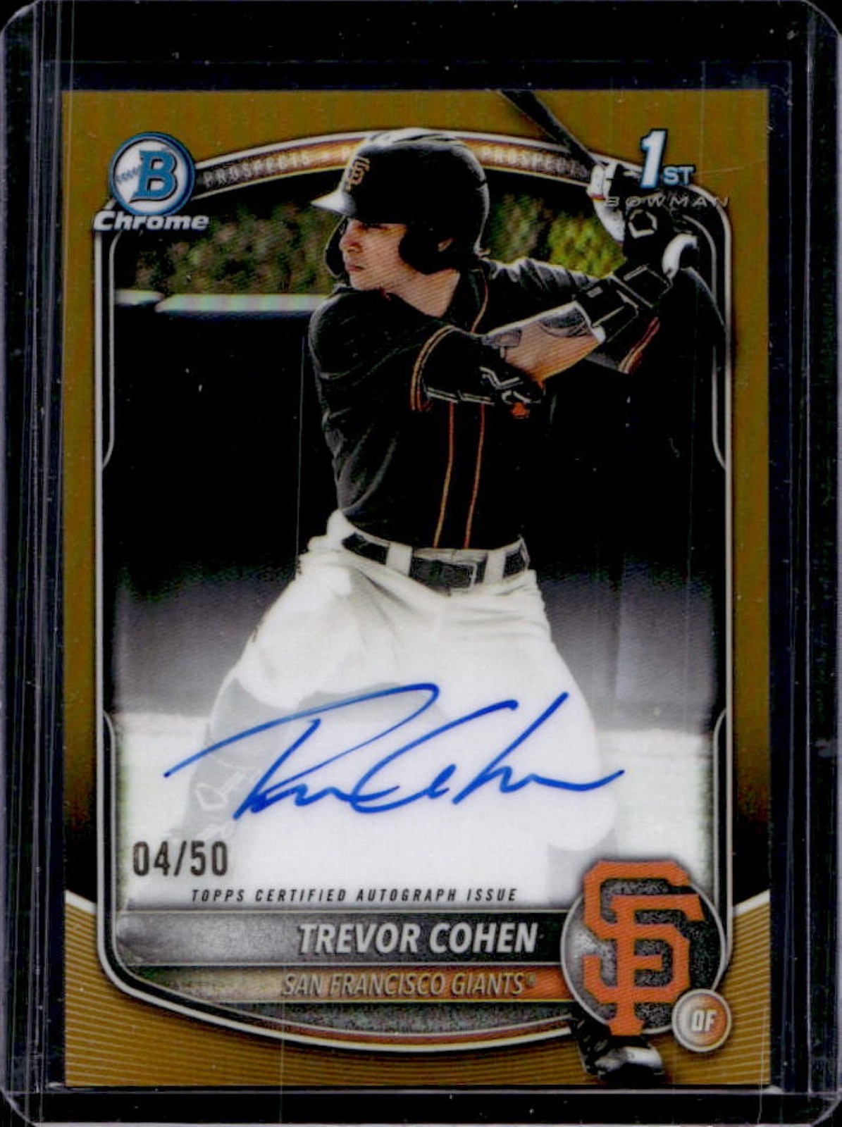 2025 Bowman Draft Trevor Cohen Chrome Auto Gold Refractor 1st #/50 Giants