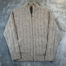 Woolrich Sweater Mens S/P Gray Knit 100 Wool Full Zip Mock Neck Pullover