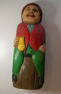 Large Hand Carved Wooden Wine or Whiskey Bottle Holder w/ Hinged Cover HB