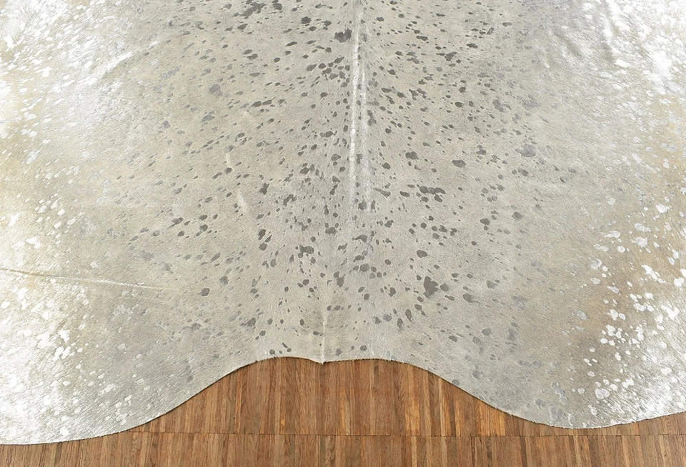 KUHFELL STIERFELL HELL GRAU SILBER DEVORE  ca. 210 x 180 cm METALLIC EFFEKT - Bild 3 von 4