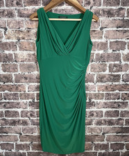 Lauren Ralph Lauren Dress Size 8 Green Sleeveless V-Neck Sheath Bodycon Stretchy