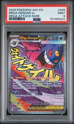 2026 POKEMON ASC EN-ASCENDED HEROES MEGA ATTACK RARE #269 MEGA GENGAR EX PSA 9