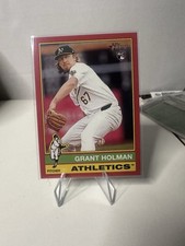 2025 Topps Heritage RED Border #40 Grant Holman, Athletics RC