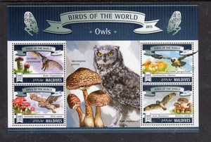 MALDIVES #3412 2015 OWLS MINT VF NH O.G M/S4 (S7)