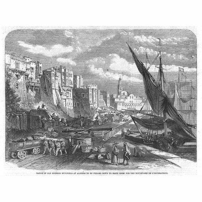 ALGERIEN alte maurische Gebäude in Algier - antiker Druck 1861