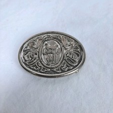 Avon Belt Buckle Metal Siver Tone Horse Saddle Rider Design Scrol Work