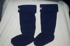 Kids Hunter Recycled Fleece Tall Boot Socks in navy blue.