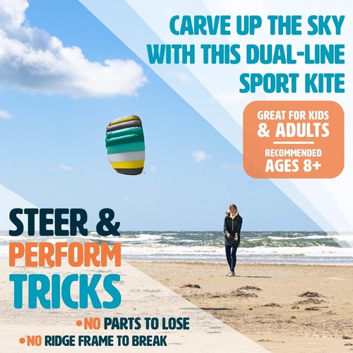 Kompletter 51" Aqua Dual Line Kite für Familienspaß - Stunt Ready & Easy to Fly - Bild 4 von 8