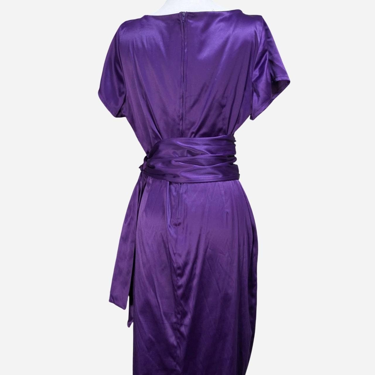 Pinup Couture Purple Satin Retro Ava Pencil Midi Dress Womens XL 50s 60s Glam image 3